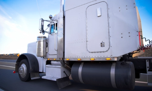 Close up of a white freight truck