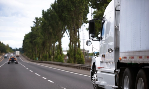Close up of a freight truck's rear view